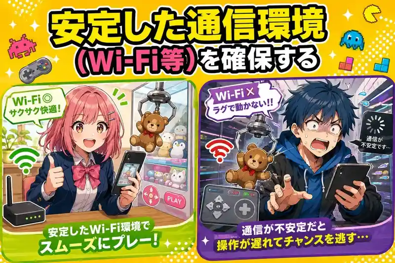 安定した通信環境(Wi-Fi等)を確保を推奨するイラスト
